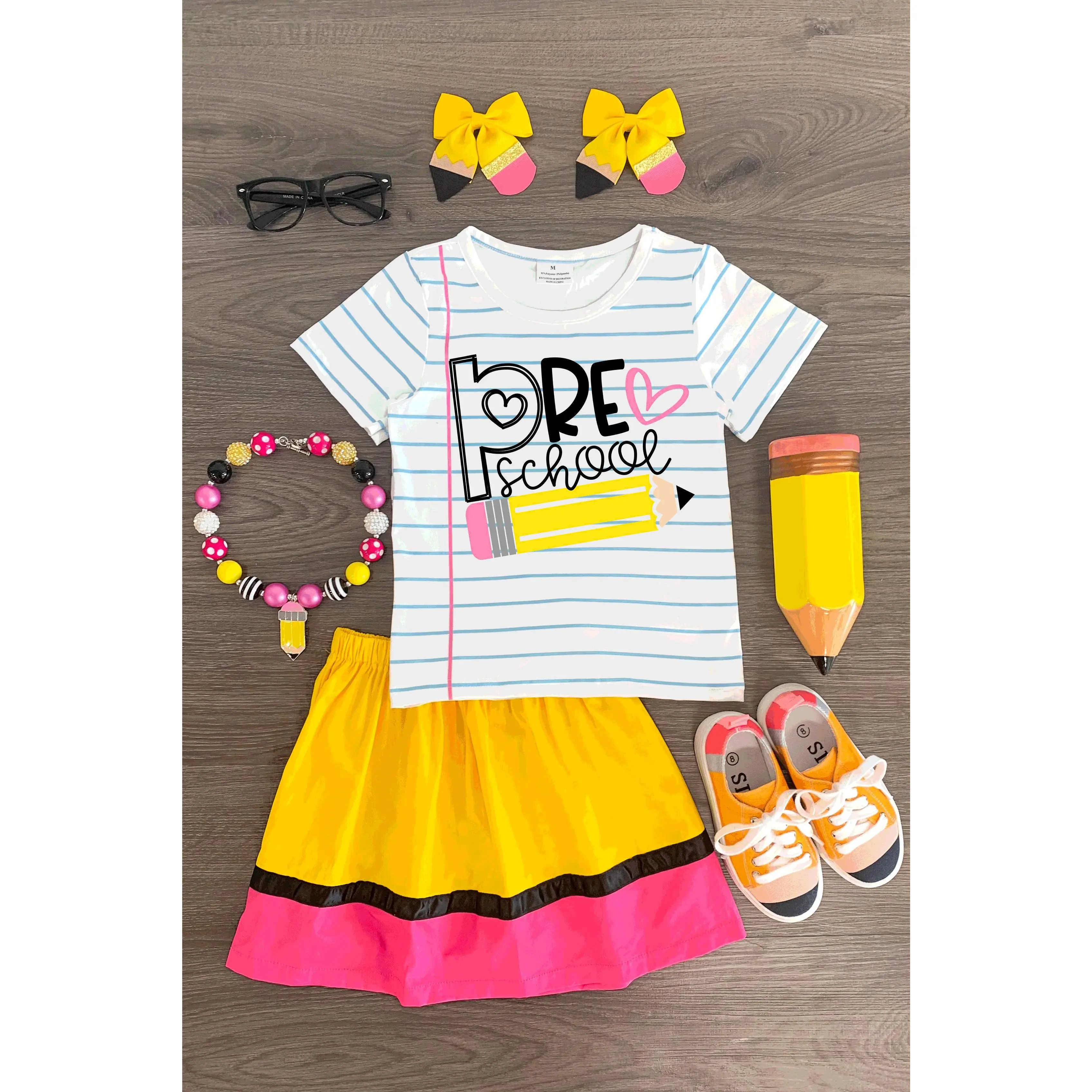 "Preschool - 5th Grade" Paper & Pencil Skirt Set
