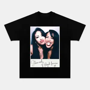 [100% Cotton] Selena & Aaliyah Retro Music Legends Graphic Tee