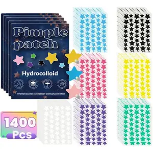 Cute Star Shaped Pimple Covering Patch, 1400pcs/box Hydrocolloid Acne Patch, Colorful Skin Care Product for Women & Men, Cosmetic Patch, Acne Clearing Products