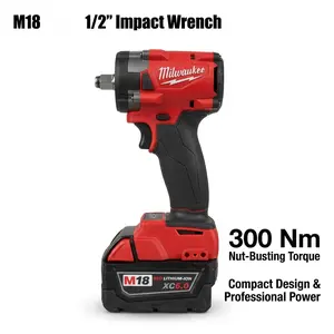 Milwaukee M18 compatibleImpact Wrench Cordless Tire Removal Garage Equipment 300Nm Torque High Impact Power Tool multipurpose screwdriver drill kit borescope quick-release ratchet home repair tool kit diy task