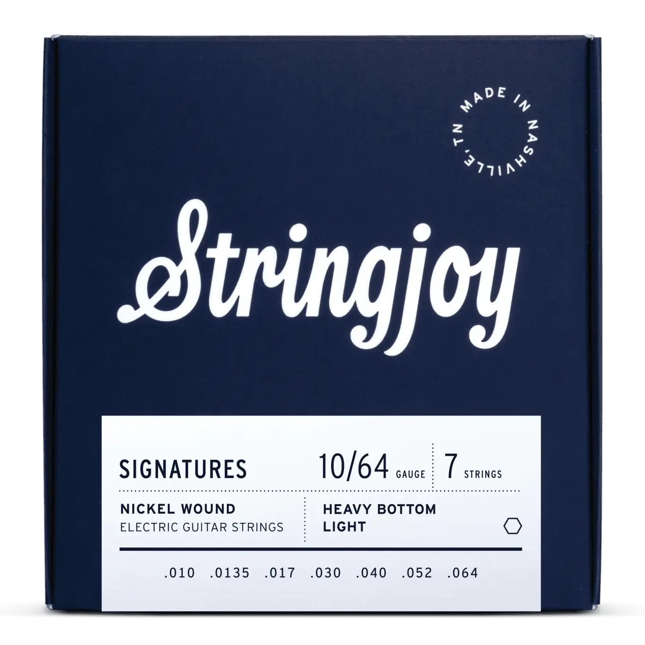 Stringjoy sj-hvy107 7-String Electric Guitar Strings, 10-64 Light Nickel Wound, Heavy Bottom, Light Gauge, Bend-Friendly, Low-End Boost, Custom