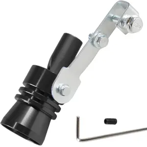 DEWHEL Universal Aluminum Turbo Sound Exhaust Muffler Pipe Whistle Car Blow off valve BOV Tip Simulator Whistler (XL-Black)