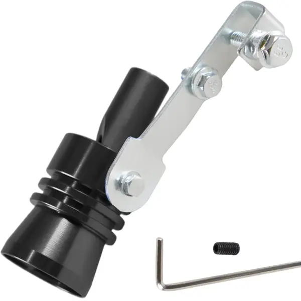 DEWHEL Universal Aluminum Turbo Sound Exhaust Muffler Pipe Whistle Car Blow off valve BOV Tip Simulator Whistler (XL-Black)