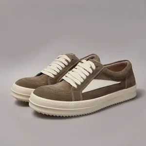 Outoor designer Brown Suede Shoes ro Low Top Gothic Casual trainers for Men and Women Cow Suede inverted triangle Flat retro Shoes