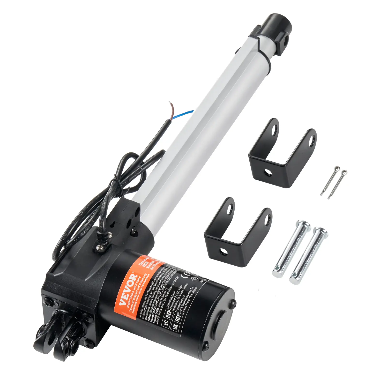 【Summerfinds】VEVOR Linear Actuator 12V,10 Inch Heavy Duty 1320lbs/6000N Linear Actuator0.19"/s Linear Motion Actuator with Mounting Bracket & IP44 Protection for Electric Door Industrial Machinery Vessels Cargo
