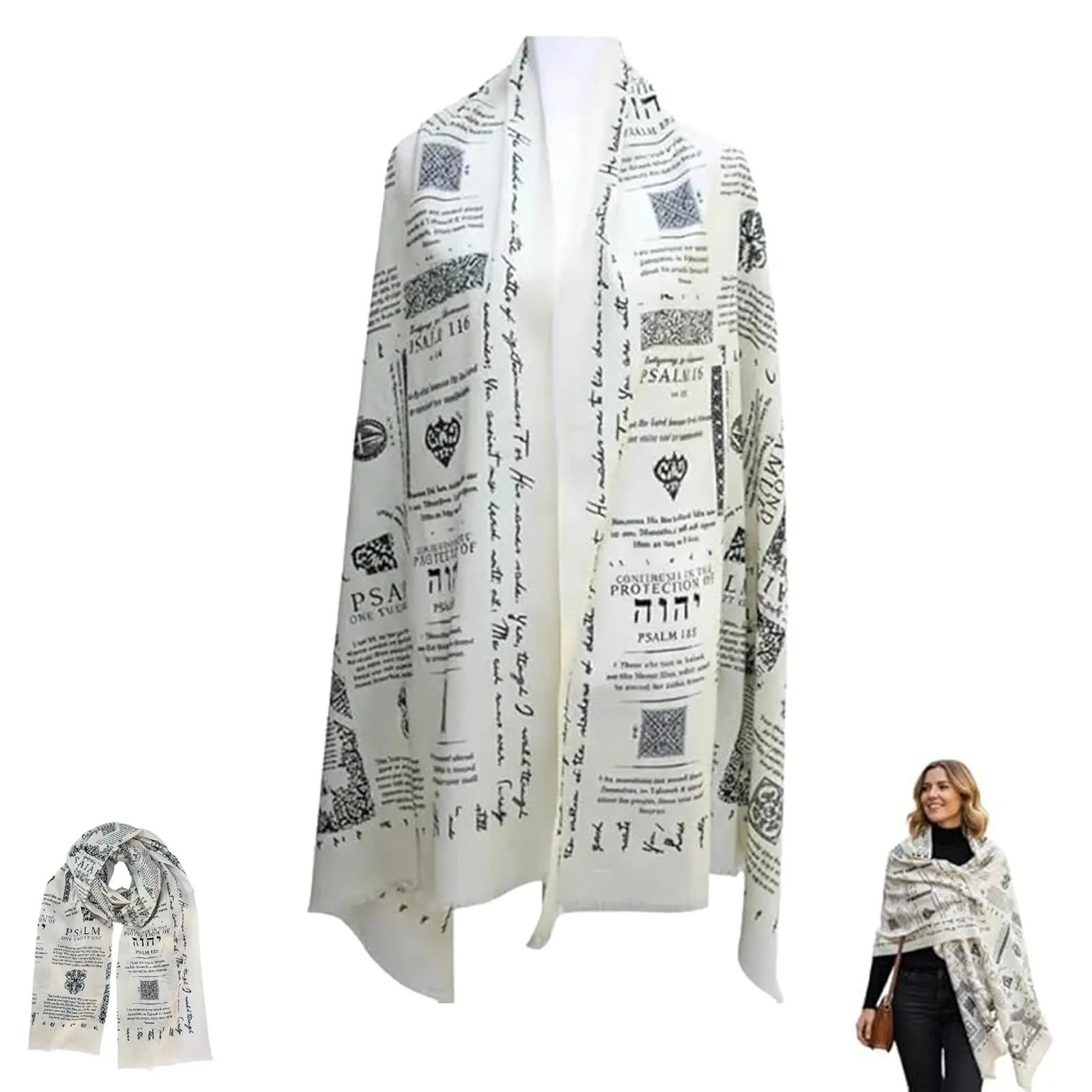 Handmade Christian Prayer Shawl Set, Soft Warm Shawl, Bible Verse Protection Scarf, Jesus Inspirational Text Wrap, Soft Cotton Blanket With Scarf