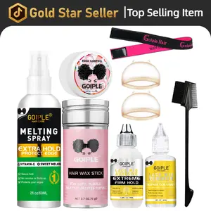 Goiple 9 Pack Complete Wig Maintenance and Styling Kit with Professional Lace Glue Remover Strong Hold Edge Control Gel and Hair Wax for Long Lasting Flawless Installations