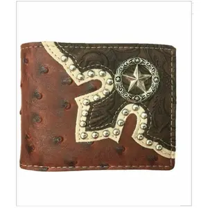 Lone Star Men's Western Bifold Wallet Brown Leather Cowboy Credit Card Holder Credit Card Organizer
