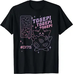 100% Cotton Togepi Vintage Gradient Line Art T-Shirt