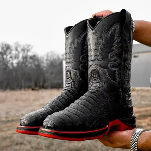 Men’s Black Caiman Belly Leather PrintBoots - Composite Toe