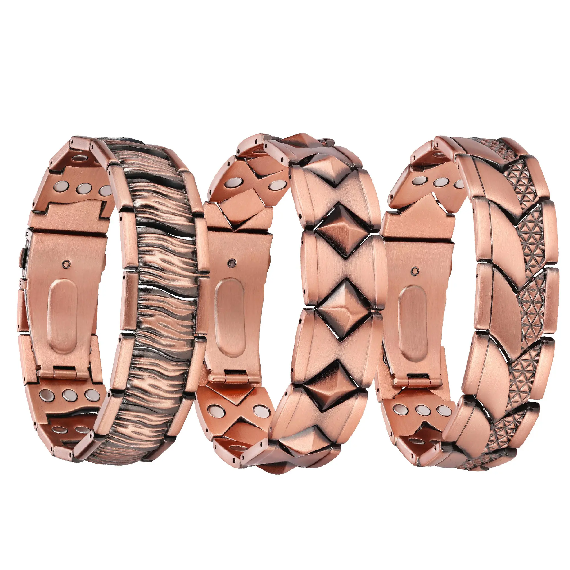 Feraco Copper Bracelet for Men, Unique Scale-Link Design, 3X Ultra Strength Magnetic  Bracelet, 99.99% Pure Copper with 3800 Gauss Magnets, Adjustable Fit