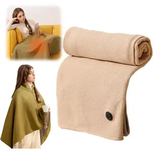 Portable Heated Blanket Shawl Wrap for Women USB Electric Heating Blanket 60*31 Inch Rapid Warm Wearable Electric Shawl Machine Washable Heated Wrap for Neck & Shoulder (Apricot)