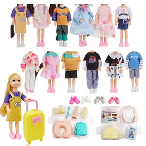 25pcs for 5.3-6” Dolls Clothing & Accessories Set with Realistic Suitcase, 12 Fashion Outfits, Magazine Accessories, 2 Pair Shoes - Stylish Accessories for Doll Dress-Up, Birthday/Christmas Gift (Doll Not Included)