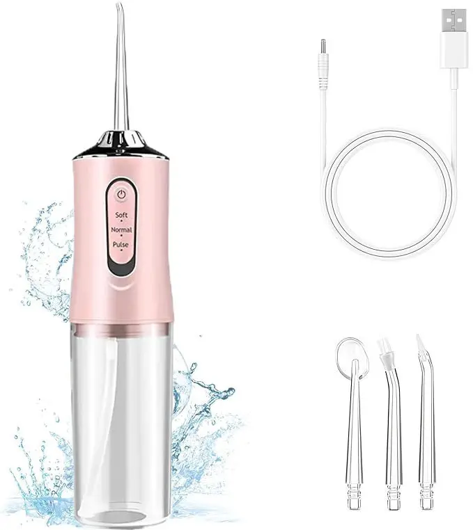 Electric Water Flosser rechargeable water flosser cordless flosser portable oral irrigator  comes with 4 nozzles waterproof oral care device 3-mode oral care tool easy to use  the perfect choice for home and travel Multi-Nozzle Dental smart chip