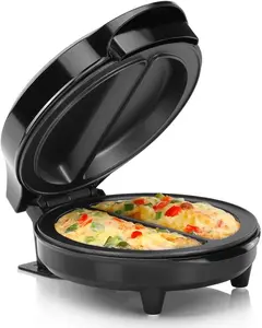 Non-Stick Omelet & Frittata Maker, Stainless Steel - Makes 2 Individual Portions Quick & Easy (2 Section, Black)