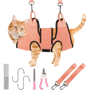 Dog Grooming Hammock, Pet Grooming Hammock for Cats & Dogs with Security Strap, Dog Sling for Nail Trimming with Nail Clippers/Trimmer, Nail File, Pet Comb(XS)