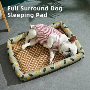 Summer Cartoon Cooling Dog Bed, Detachable Washable Pet Pad, Tech Fiber Cool Down, Comfortable Nest for Medium Large Dogs, Easy Install