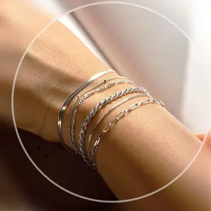 Gold Bracelet Set for Women, Trendy Thin Dainty Chain Bracelets with Stackable Cuban Link and Paperclip Designs for Daily Wear, Layering, Party Outfits and Jewelry Gifts