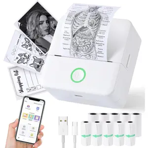 Print Pods Mini Printer, Thermal Inkless Sticker Maker with 10 Rolls Printing Paper, Pocket Printpod For phone, Impresora Portátil For Notes,Flashcards,Journal,DIY, Compatible with iOS & Android