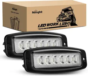 Nilight NI-28E-18W LED Work Light 2PCS 18W Spot LED Light Bar Driving Lights Off Road LED Lights Flush Mount for Jeep Truck Vehicle Lightbar