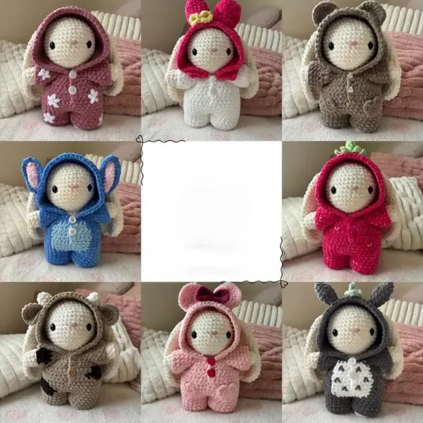 8-in-1 Bunny in Onesie Crochet Cute Bunny Crochet
