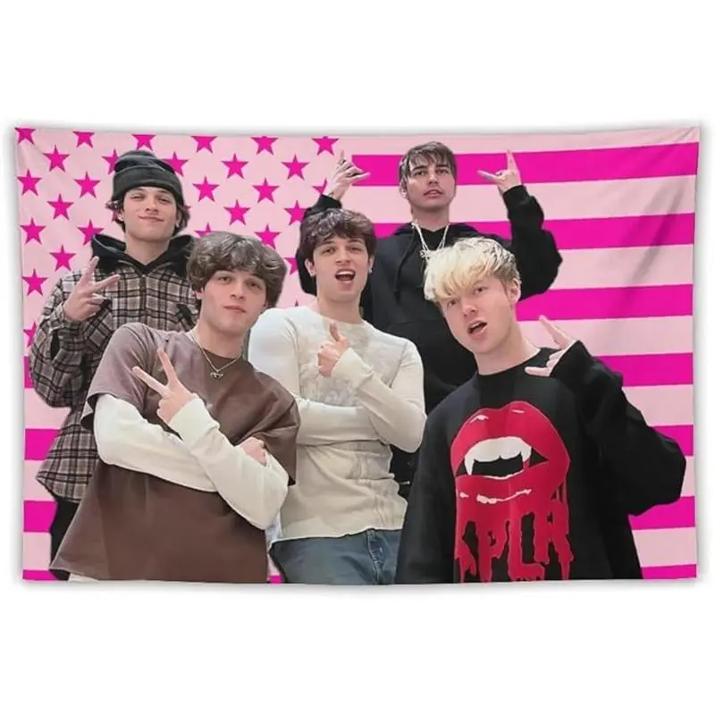 Sam&colby Sturniolo Triplets Merch Strong Pink Linen-Cotton US Pride Hanging Wall Tapestry, Decorative Lightweight Indoor/Outdoor Multi-Size Home Decor, 30x40in & 60x40in Options for Dorms, Room Decor