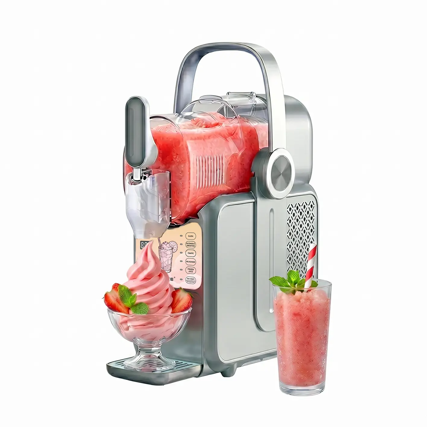 GSEICE 2-in-1 Slushie Machine & Soft Serve Ice Cream Maker - Efficient Cooling, 3L Capacity, 6 Preset Modes, 1-Touch Controls, 12-Min Smooth Frozen Treats, Quiet BLDC Motor, Self-Clean, No Ice Needed, for Family Gatherings & Movie Nights, Frozen Drinks