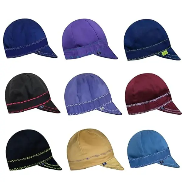 GIORGINO Welding Caps for Men Reversible Flame Resistant 100% Cotton Welding Hat Pack of 1 Assorted Colors & Designs Comfortable Secure Fit