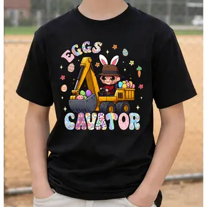 100% Cotton Horror Movie Easter Egg Excavator Freddy T-Shirt for Youth Adults, Teens Unisex Krueger Bunny Easter Tee, Funny Easter Gift