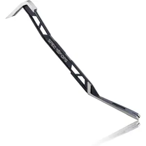 18" Flat Pry Bar Crowbar, Lightweight Skeletonized Design, Teardrop Nail Puller, High-Carbon Steel