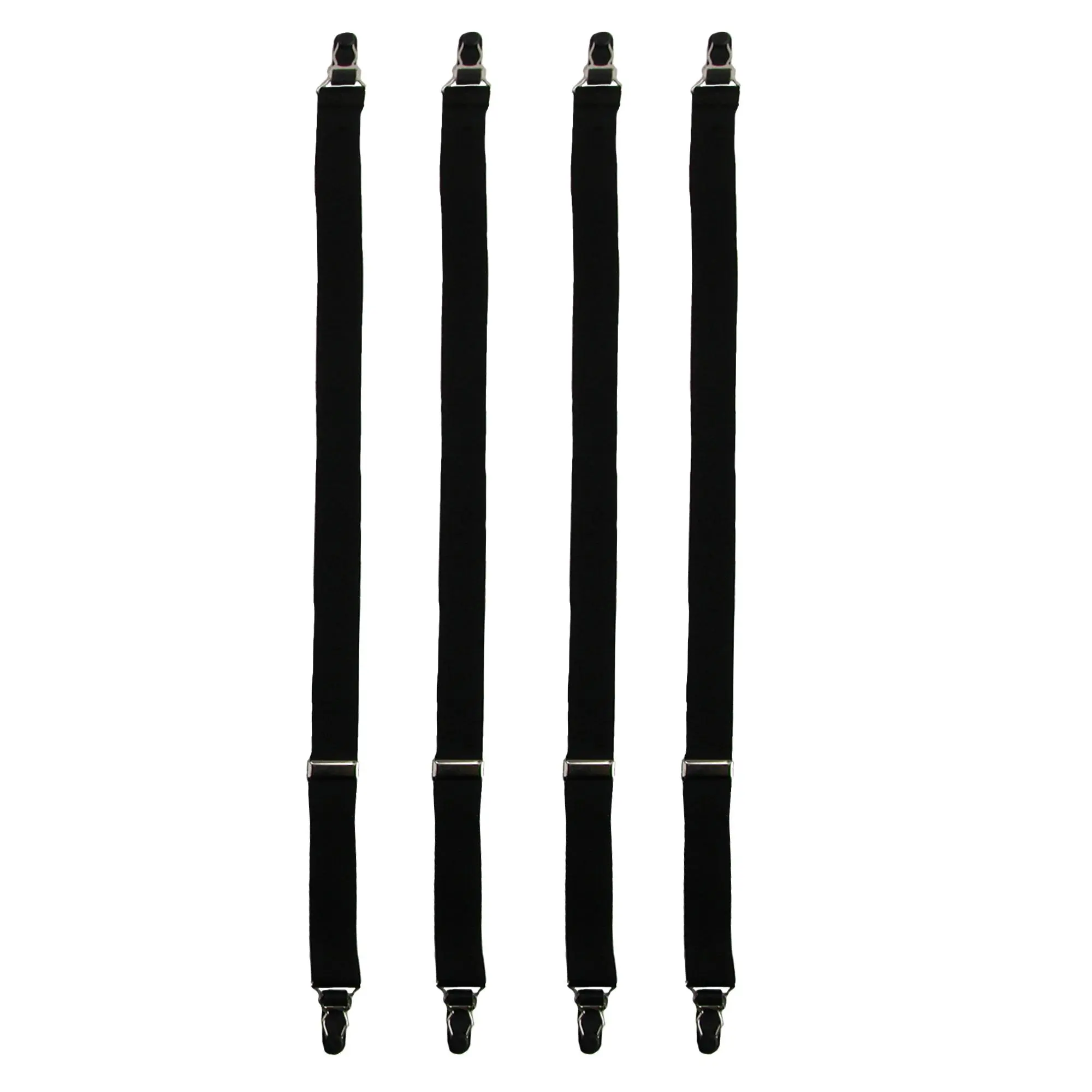 CTM Male Thin Dress Sock Garters, 3/4-in Elastic Band Straight Shirt Stays with Grip Clips, Solid Fashion Clothing Accessory Belt