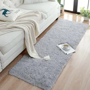Chicrug Soft Runner Rugs for Bedroom Living Room Plush Fluffy Rug 2x6 Feet, Shag Furry Area Rug Carpet Non Shedding for Nursery Children Kids Girls Room Home Decorative, Grey