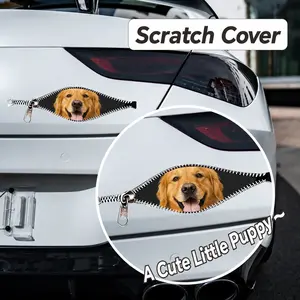 Zipper Dog Car Decal, Funny Peeking Dog Sticker, Waterproof UV Resistant Auto Sticker for Car Window Bumper Laptop, Cute Gift for Dog Lovers