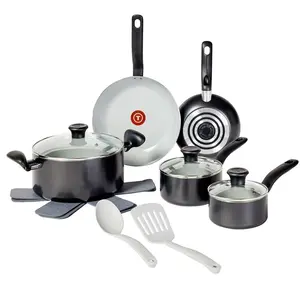 T-Fal 12pc Simply Cook Ceramic Cookware Set Black
