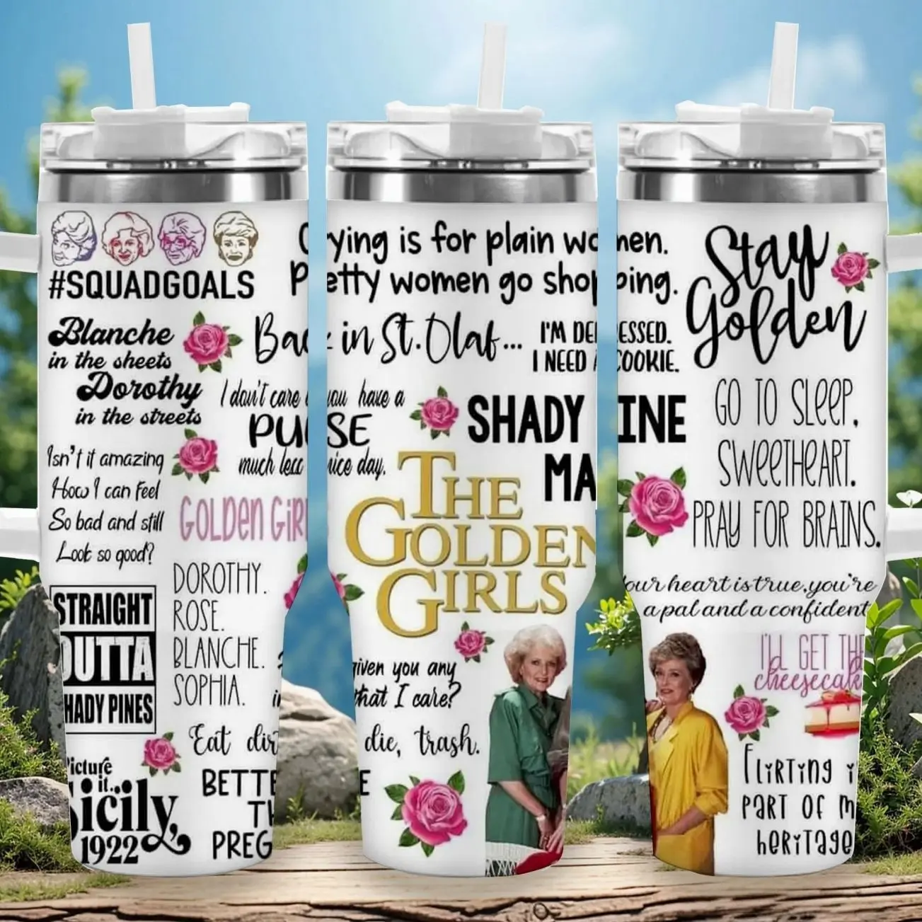 1pc 40oz Golden Girls Quote Portable Vacuum Insulated Flask with Lid - Tumbler, Travel Coffee Mug, Unique Women's Birthday Gift Idea, Ideal for Halloween, Independence Day, Kitchenware Drinkware, Flasks, Reusable Vacuum Insulated
