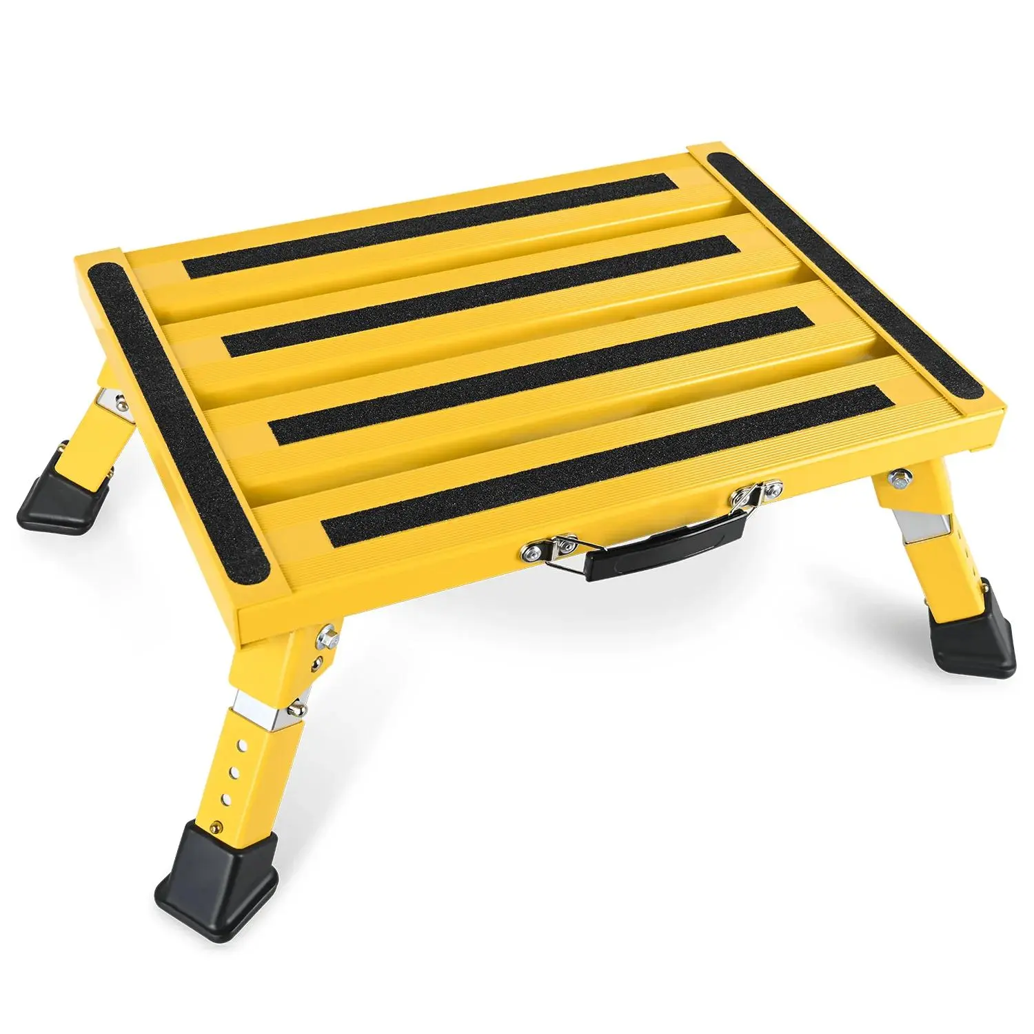 Nilight Sturdy Steel Height-Adjustable 4-Level RV Step, Rust-Resistant, Anti-Slip Surface, Foldable Compact, Outdoor Ready, Portable Platform for Motorhomes, Campers