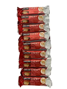 Kirkland Signature Chewy Protein Bar Peanut Butter & Semisweet Chocolate Chip Gluten-Free Snack Bar 10g Protein per Bar 1.41 oz Pack of 9 USA Made - Corn