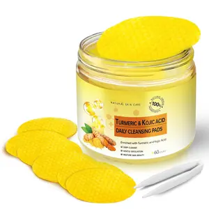 Turmeric Kojic Acid Exfoliating Pads 60PCS Gentle Face Scrub & Cleansing Treatment for Glowing Skin, Dark Spot Removal Pore Care