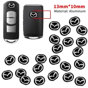 10Pcs 14mm Car Remote Key Fob Emblem Aluminium Badge Sticker, Sticker For Cars Key, Replacement Accessories For Mazda 2 3 5 6 CX-3 CX-5 CX-7 CX-8 CX-9 CX-30 CX-50 CX-60 CX-90 MX-30 MX-5 ATENZA BT-50