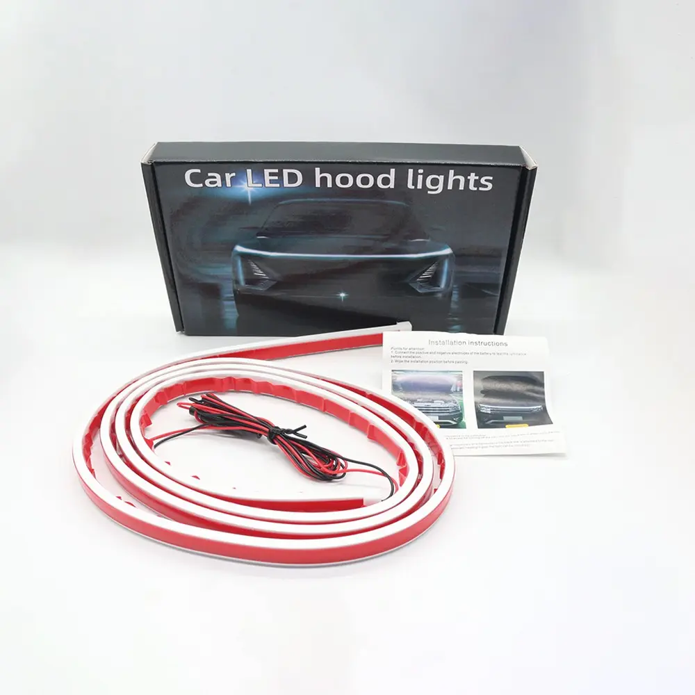 Led Hood Light Strip Exterior Car Led Strip Light Waterproof Flexible DRL Dynamic Scan Start Up Hoodbeam Kit Daytime Running Lights Light Bar for Car,Truck,SUV,12V Car Light Embellishments Car Lighting Accessories