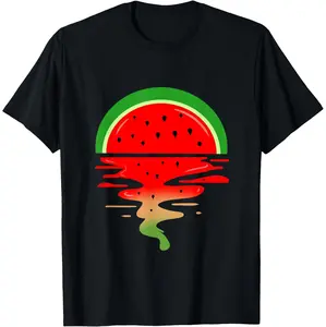 Retro Watermelon Vaporwave Sunset Graphic Tee For Summer Vibes