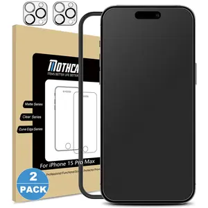 Mothca 2 Pack Matte(No Privacy)  Glass Screen Protector for iPhone 17/16/15/14/13 Pro Max Plus + 2 Pack Camera Lens Protector, Anti-Glare & Anti-Fingerprint Case Friendly Tempered Glass Film, Bubble Free, Smooth as Silk