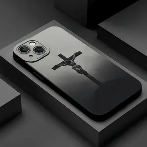 Cross Jesus Pattern Phone Case Cover, Full Body Protection, Durable Shockproof Anti-Drop Tpu Soft Rubber, Simple Elegant Design, Compatible with iPhone 16 Pro Maxxr