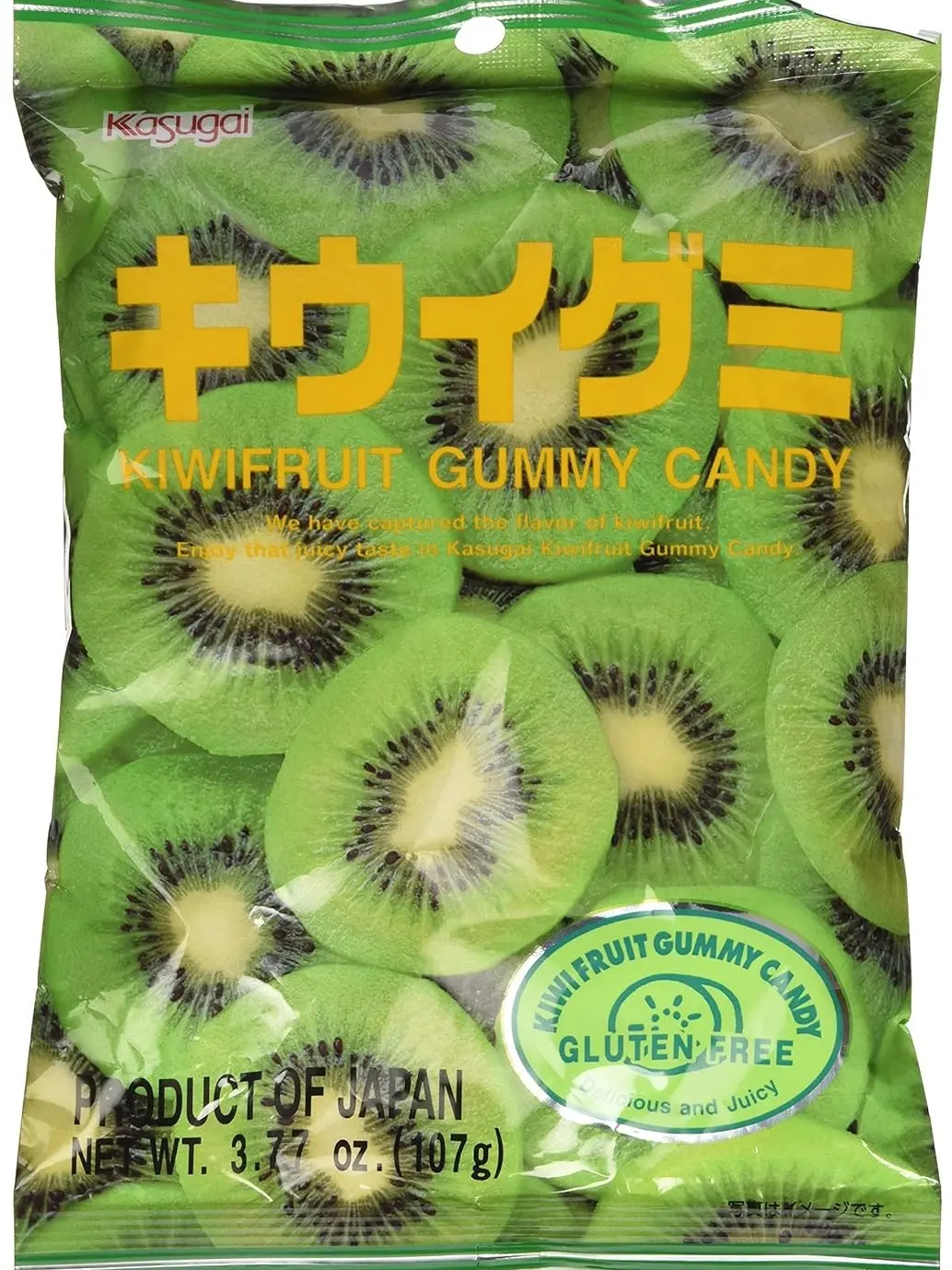Kasugai Fruit Gummy Candy from Japan - Kiwi Flavor  - 107g - 1 Bag
