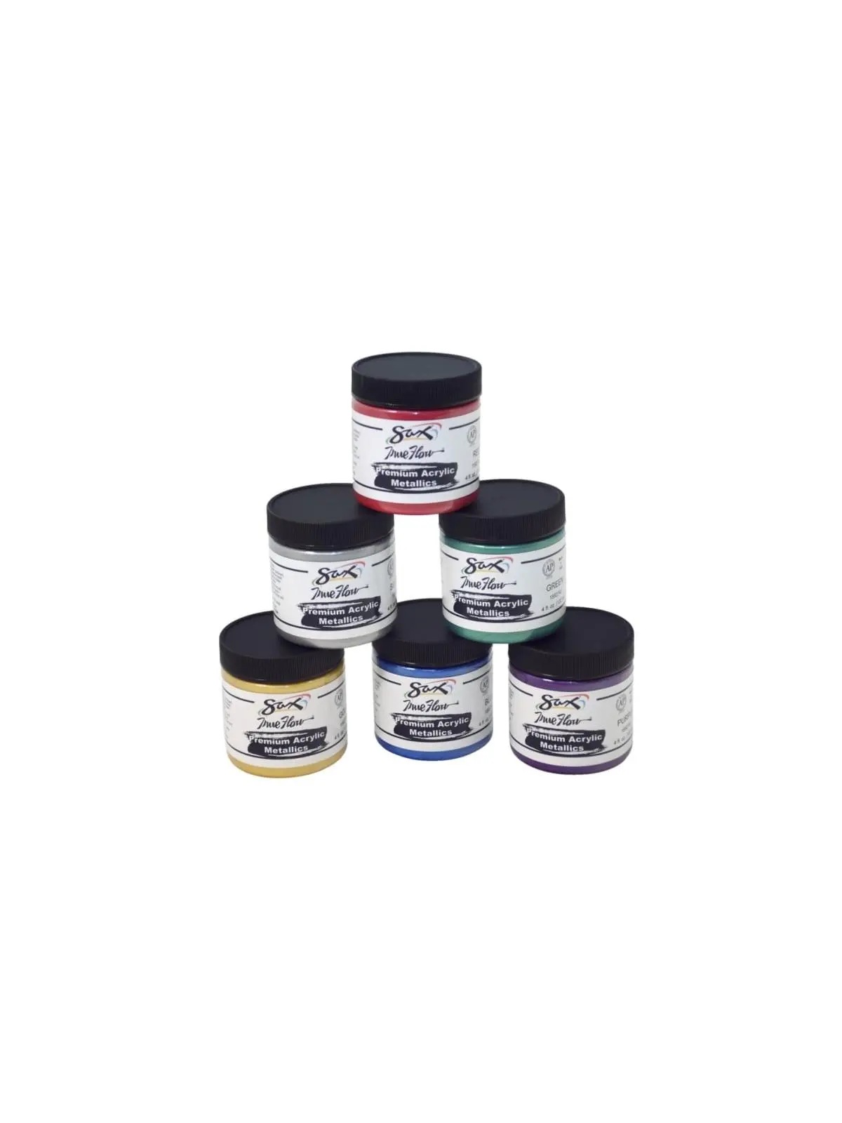 Premium Heavy-Bodied Acrylic Metallics Paint, 4 oz Jars, Set of 6