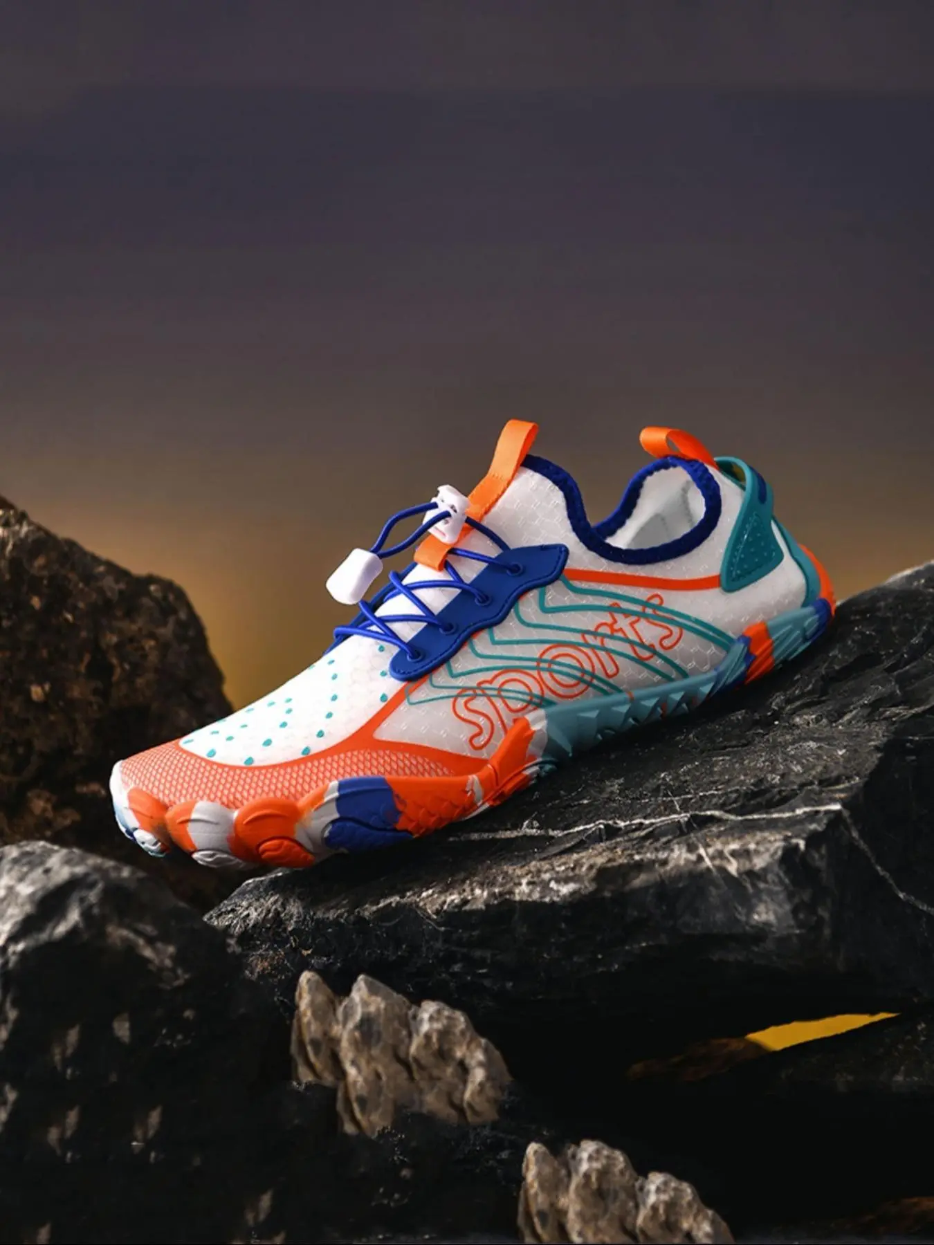 Unisex Colorblock Lace Up Quick-Drying Water Shoes, Breathable Lightweight Non-Slip Sporty Water Shoes For Swimming, Surfing, Hiking Outdoor Activities
