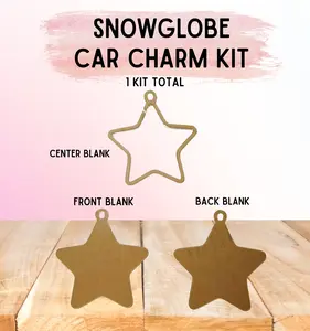 Snowglobe Ornament Kit | Thick 1/4" Fillable Acrylic Blanks | Car Mirror Charms - Star