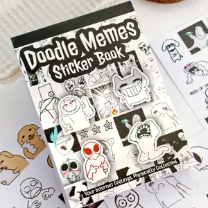 Doodle Meme Sticker Book with Cover – 460 Hand-Drawn Funny Aesthetic Decoration Adhesive Colorful Paper Stickers for Journaling, DIY Crafts, Great Gift for Teens, Planner Enthusiasts, Decoration Sticker