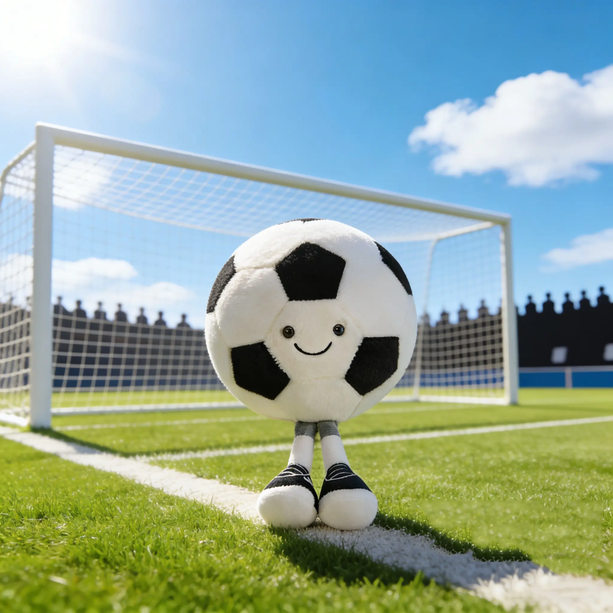 13.7inch Football Plush Toys Soft Stuffed Sports Plush Balls Cute Fun American Soccer Doll Toys with feet Creative Football Spherical Decor Throw Pillow for Christmas Kids Gift