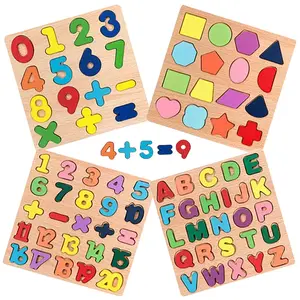 4-in-1 Wooden Alphabet Puzzle for Kids Ages 3+ – Upper & Lowercase Letters, Numbers & Shapes – Montessori Educational Learning Toy for Toddlers & Preschool – Fine Motor & Early STEM Skills